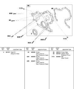 Gear Cover Diagram and Parts List for 437447-0105-XX  Briggs and Stratton Engine
